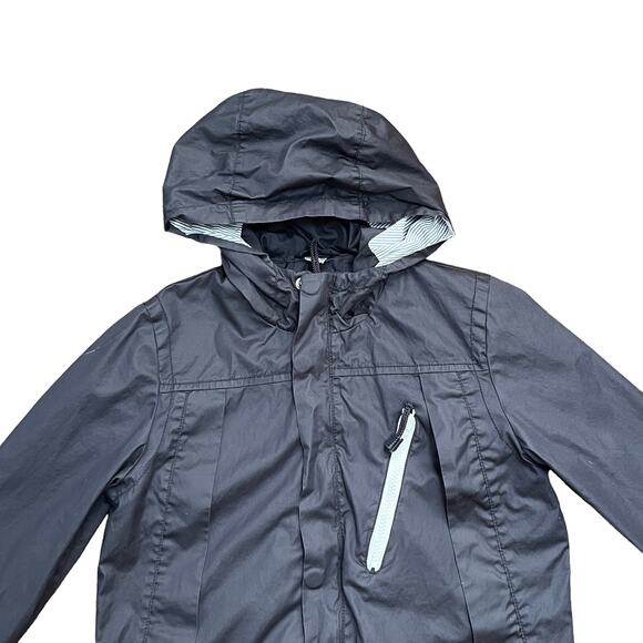 Zara Kids Hooded Jacket Sz 7 8 Full Zip Black Striped Lining Lightweight Outdoor - Picture 2 of 10